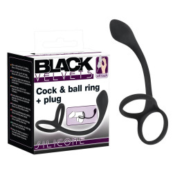 Black Velvets Cock&ball ring+plug